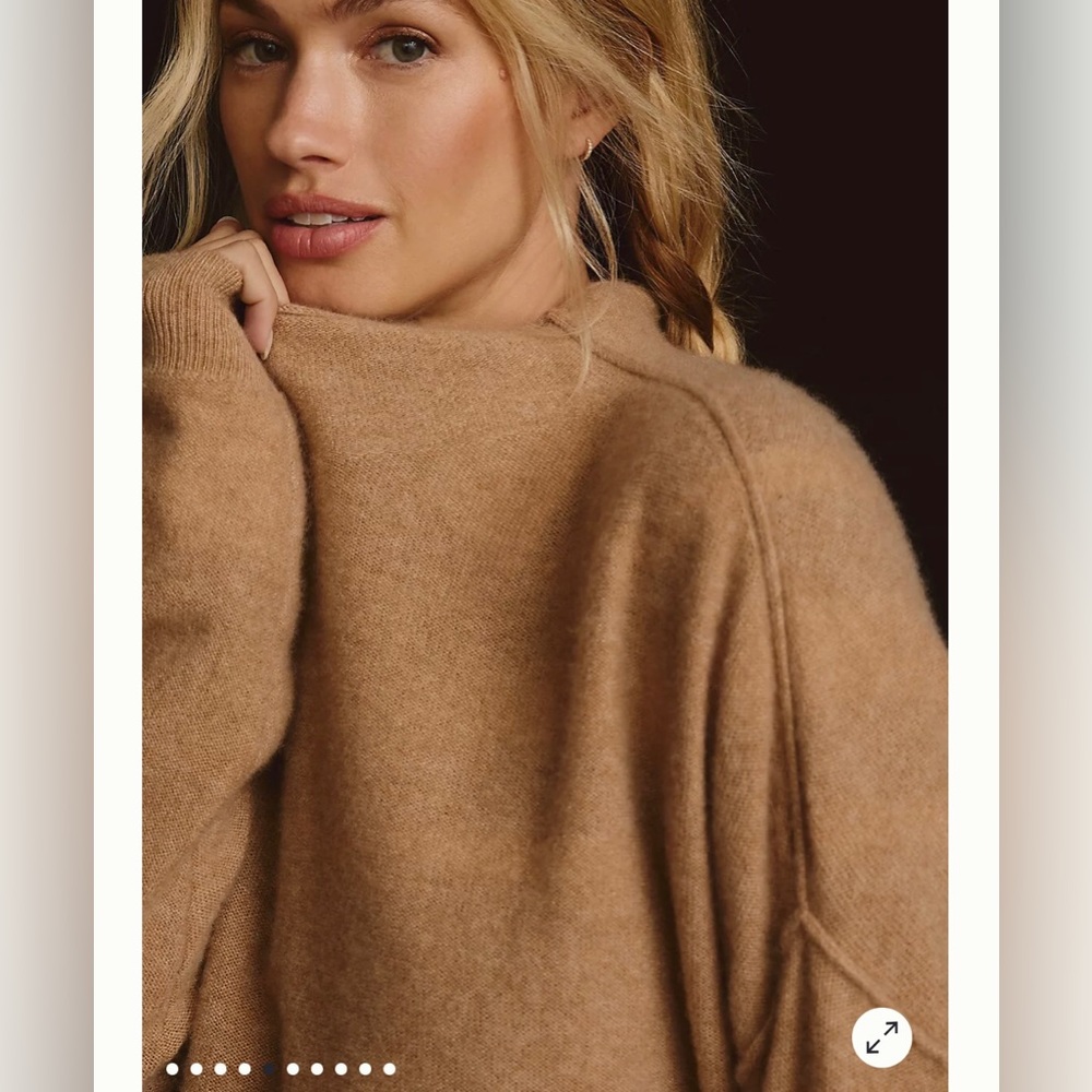 ANTHROPOLOGIE The Alani Cashmere Mock Neck Cashmere Sweater by PILCRO